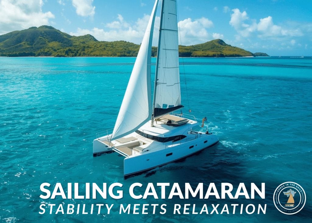 SAILING CATAMARAN WITH SONGS IN THE SAILS YACHT CHARTERS